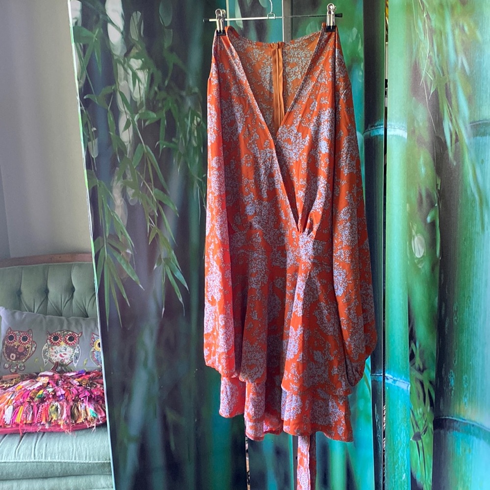 XL orange floral Romper